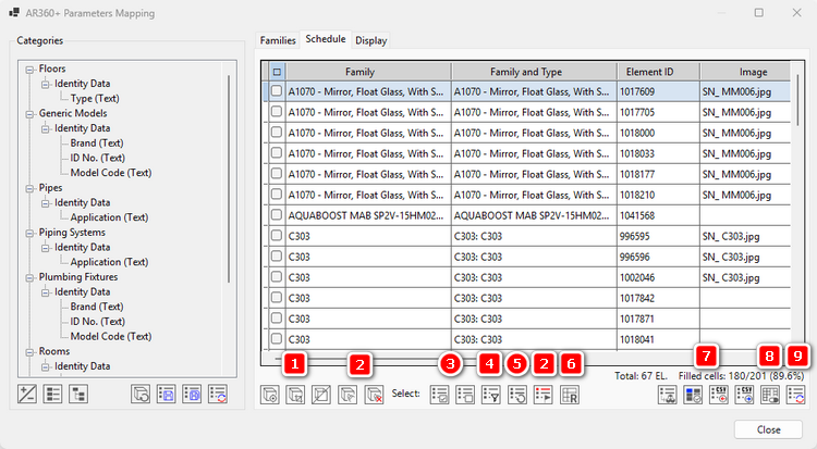 AR360+ Parameter Mapping